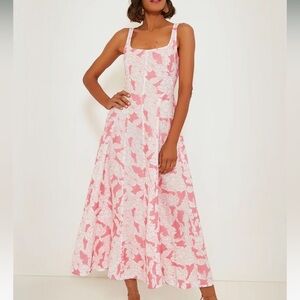 Three Graces London Pink and White Embroidered Ava Dress